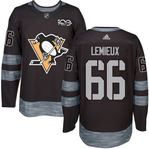 Adidas Penguins #66 Mario Lemieux Black 1917-100th Anniversary Stitched NHL Jersey - Click Image to Close